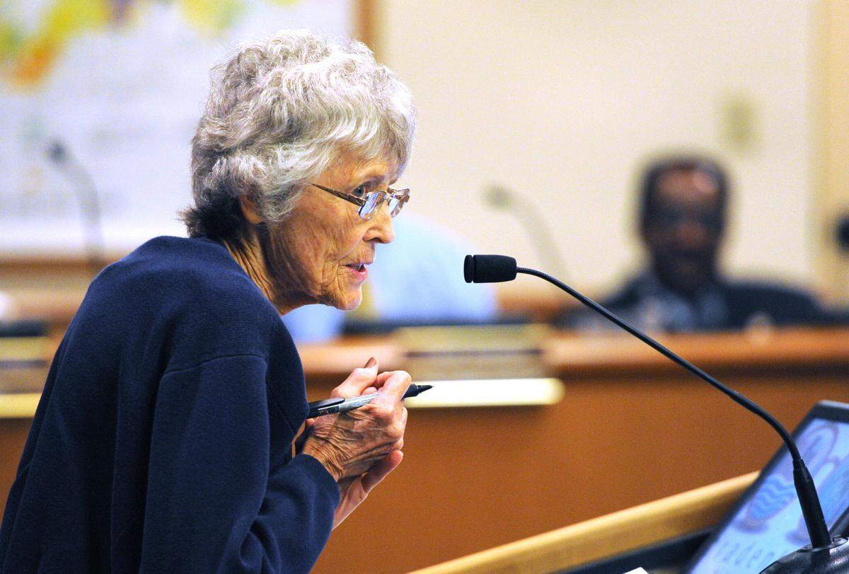 Mary Sheppard spoke in opposition in 2012 to granting Mosaic Company Foundation the rights to name the amphitheater at Bradenton’s new Riverwalk during a meeting at Bradenton City Hall.