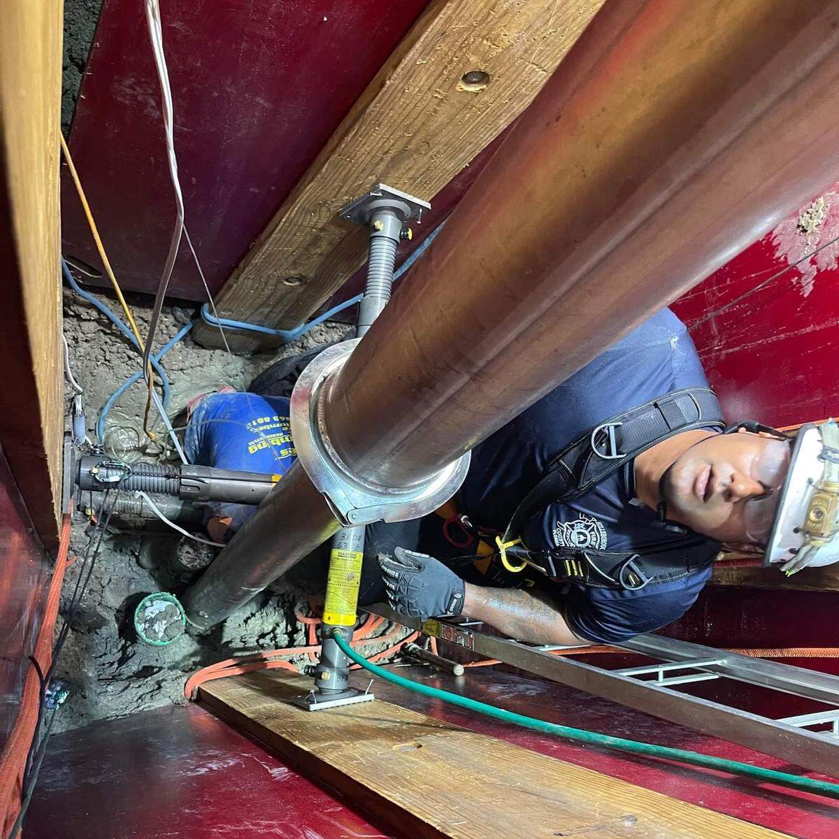 Hillsborough Fire Rescue joined Manatee County public safety rescues in freeing a man stuck in a trench off Moccasin Wallow Road last Wednesday.