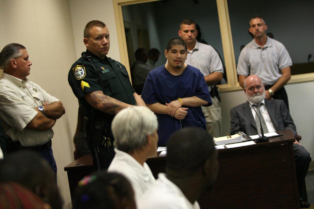 Orlando Valenzuela addresses the family of Stacy Williams III prior to hearing his sentence Friday at the courthouse in the Manatee County Jail.