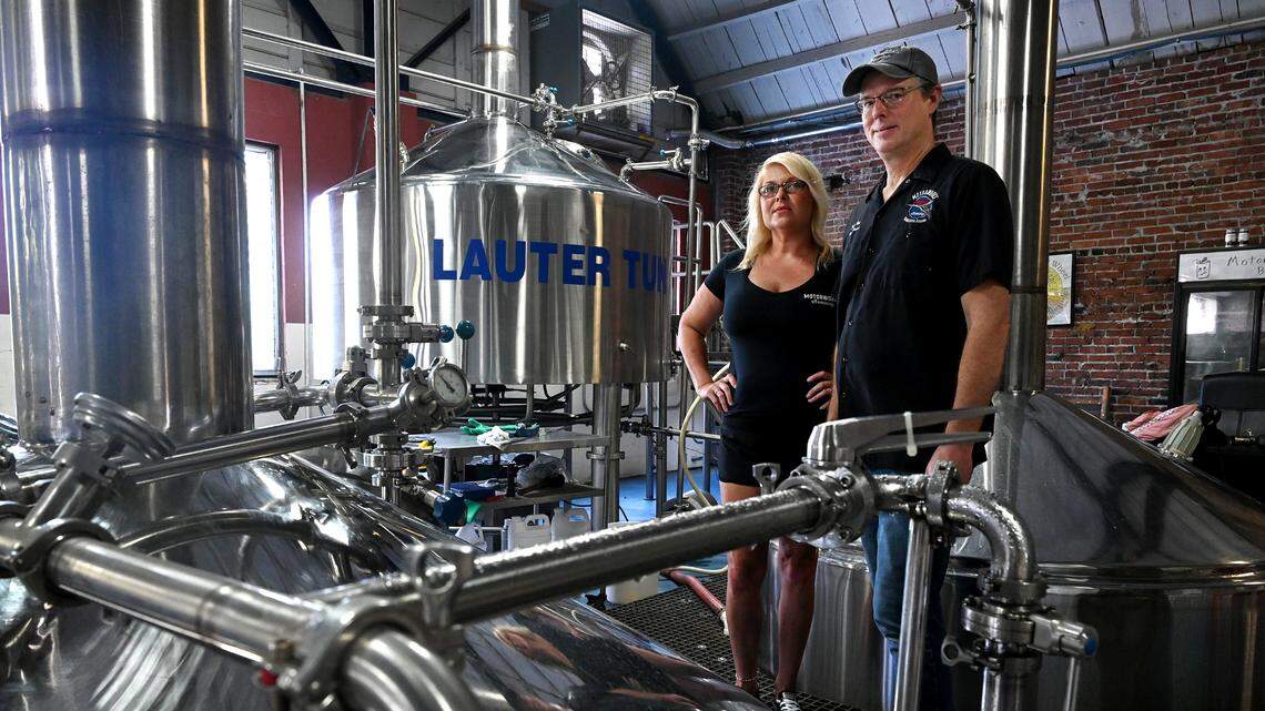 Desiree Chubb, director of quality and production at Motorworks Brewing in Bradenton, with Bob Haa, head brewer, have brewed a new beer using Florida hops.