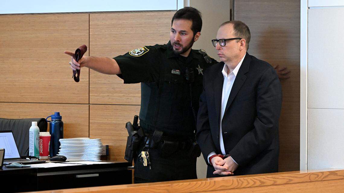 Former pastor, Jonathan Elwing, 43, arrives in court during jury selection for his trial for various alleged crimes, including buying child sexual images and production of child sexual abuse material, on April 20, 2026.