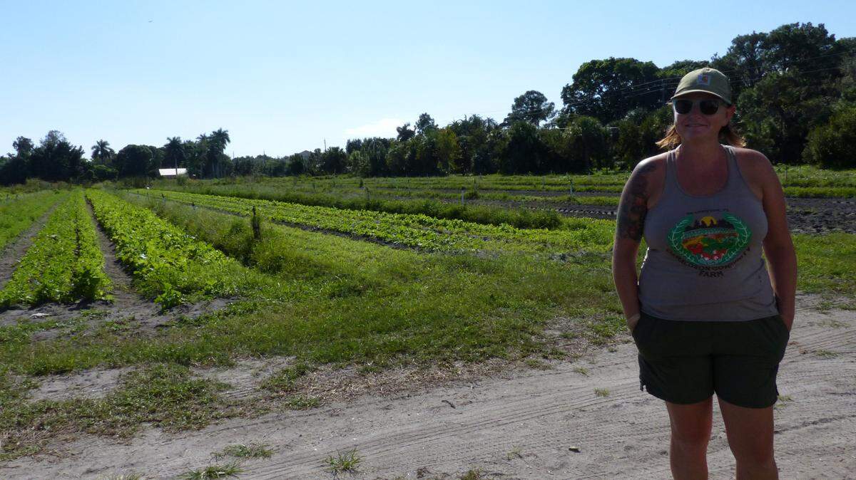 Christa Leonard, operations manager at Geraldson Community Farm, proudly overlooks the local farm's growing fields. Geraldson is one stop on the Manatee River of Time tour. The trip is organized by ecko tours, a nonprofit that assembled organizations in the Science and Environment Council of Southwest Florida with other local businesses and nonprofits to educate travelers about sustainability and environmental history. JANELLE O'DEA/Bradenton Herald