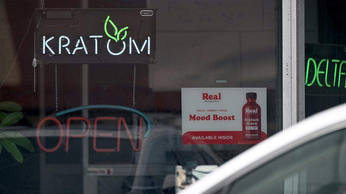 Manatee County could become the second county in Florida to completely ban kratom and other designer drugs.&nbsp;A kratom shop sign at Centuries Harvest Kratom, 3207 Manatee Ave. W., Bradenton is pictured on September 3, 2025.