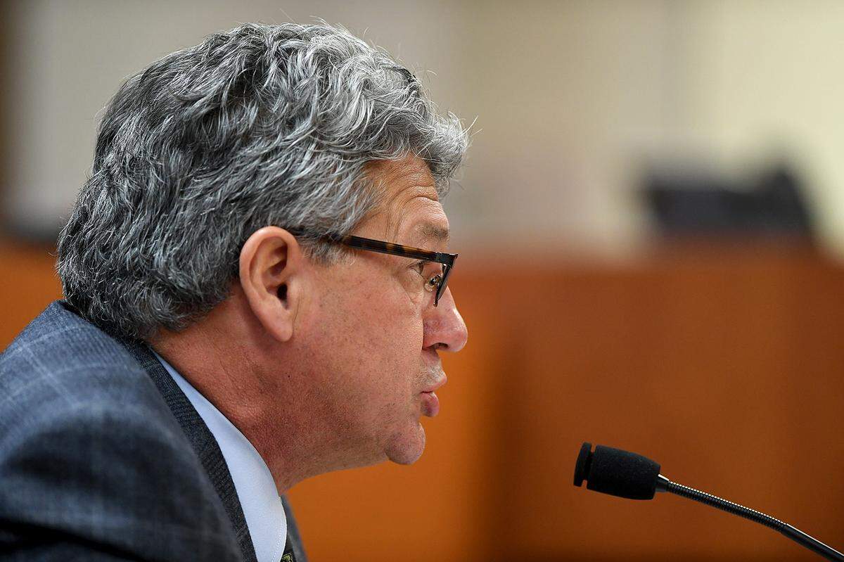 04/06/21--The Manatee County Commission voted 4-3 on May 11, 2021 to move forward with hiring Scott Hopes to permanently fill the county administrator position. In this Bradenton Herald file photo, Hopes provides an update on the environmental disaster at Piney Point during a public meeting on April 6, 2021.