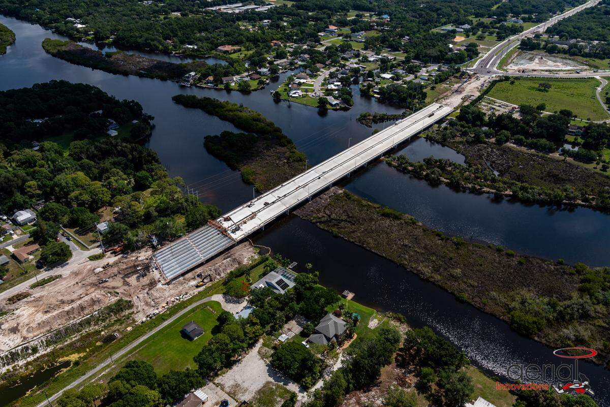 A low-level bridge over the Braden River, now nearing completion, is a key piece of the 44th Avenue extension that will eventually link east and west Manatee County.