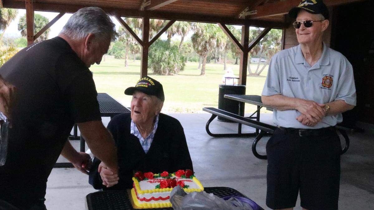 Friend and family came March 15, 2022, to help Warren Pizzello celebrate his 100th birthday. Pizzello is a Bradenton resident and World War II Navy veteran.