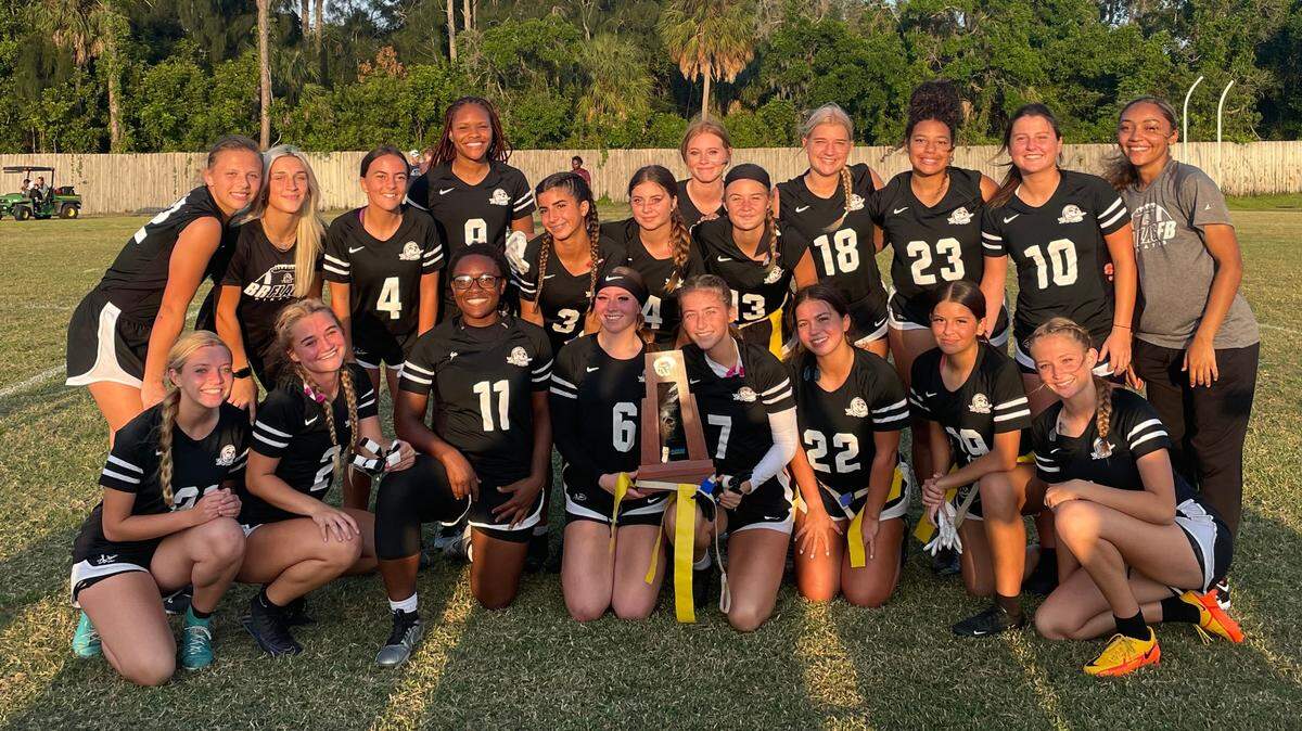 The Braden River Pirates flag football team won a district title after a 14-1 season and head into the regional playoffs as the No. 1 seed. They face Estero on Wednesday, April 17, 2024.