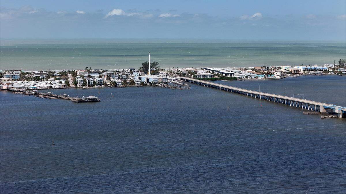 The Cortez Bridge to Anna Maria Island is only open for emergency responders after Hurricane Milton on Oct. 10, 2024.