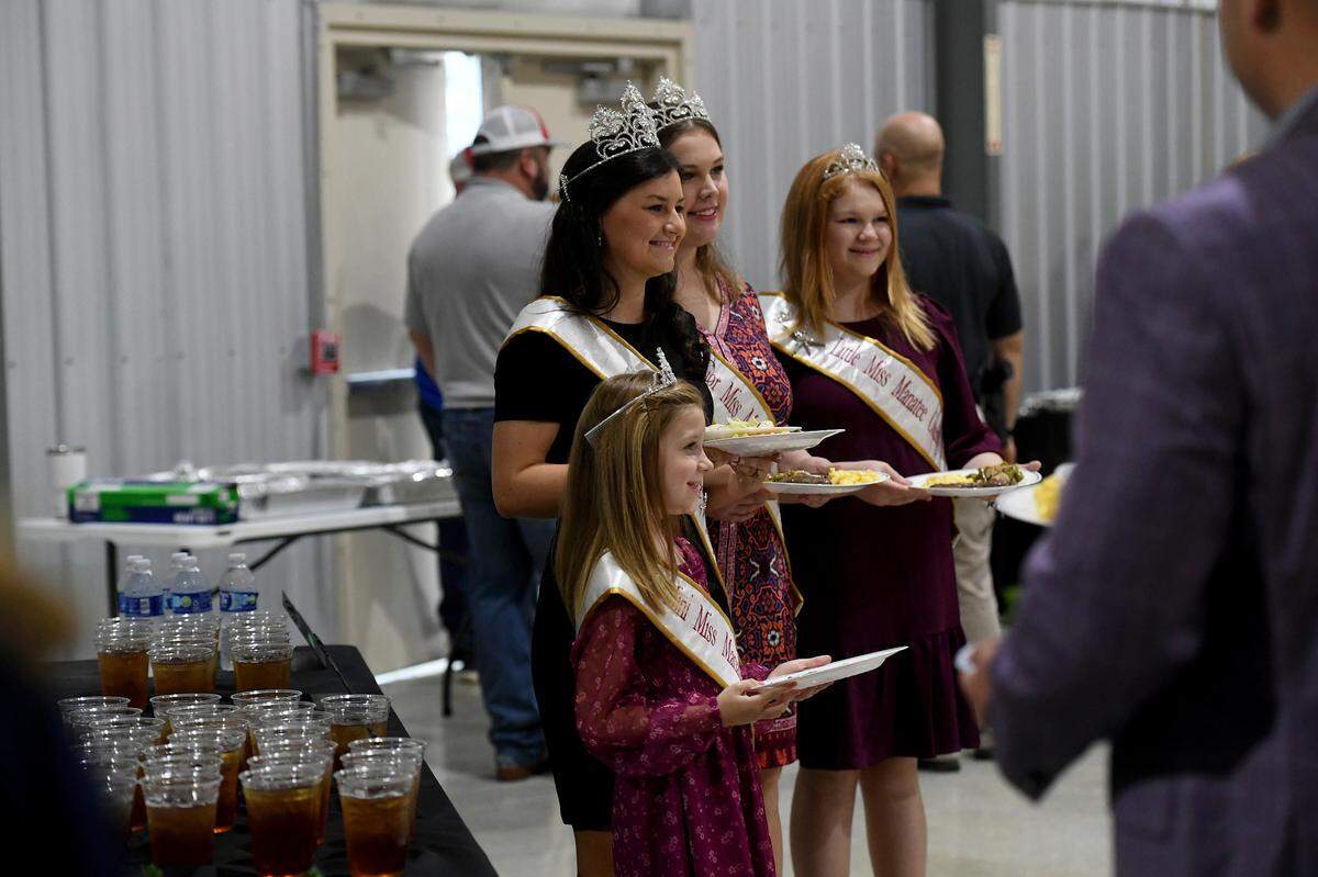 The Manatee Fair Queens pose for a photo at the luncheon for the Manatee County Fair’s distinguished citizens on Jan. 5, 2023.