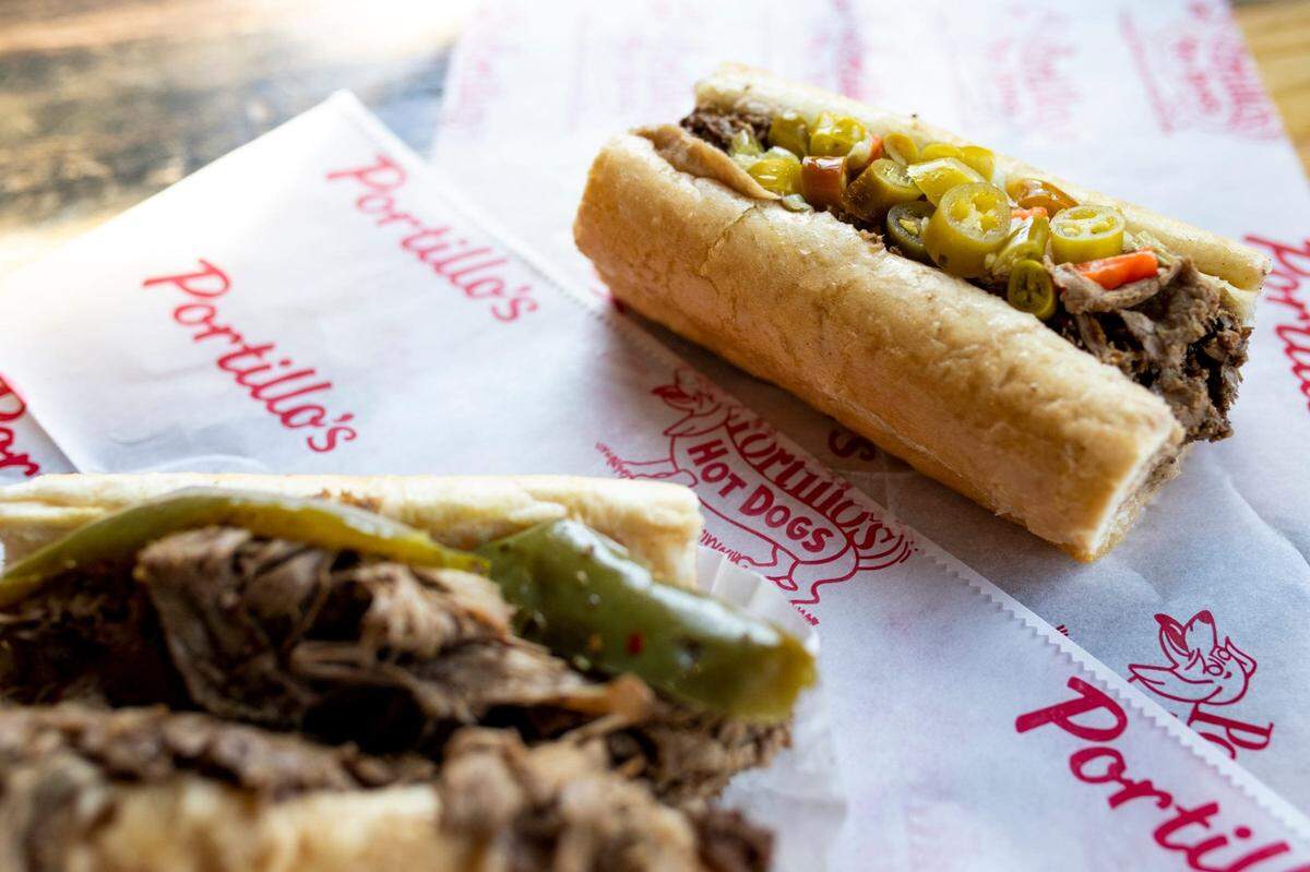 Two Italian Beef sandwiches on Portillo's menu on March 8, 2021, in Sterling Heights. It was the location's first day being open to the public. Portillo's is most well-known for their Chicago-style hot dogs, but offer's a wide assortment of food.Portillos 03072021 At 213