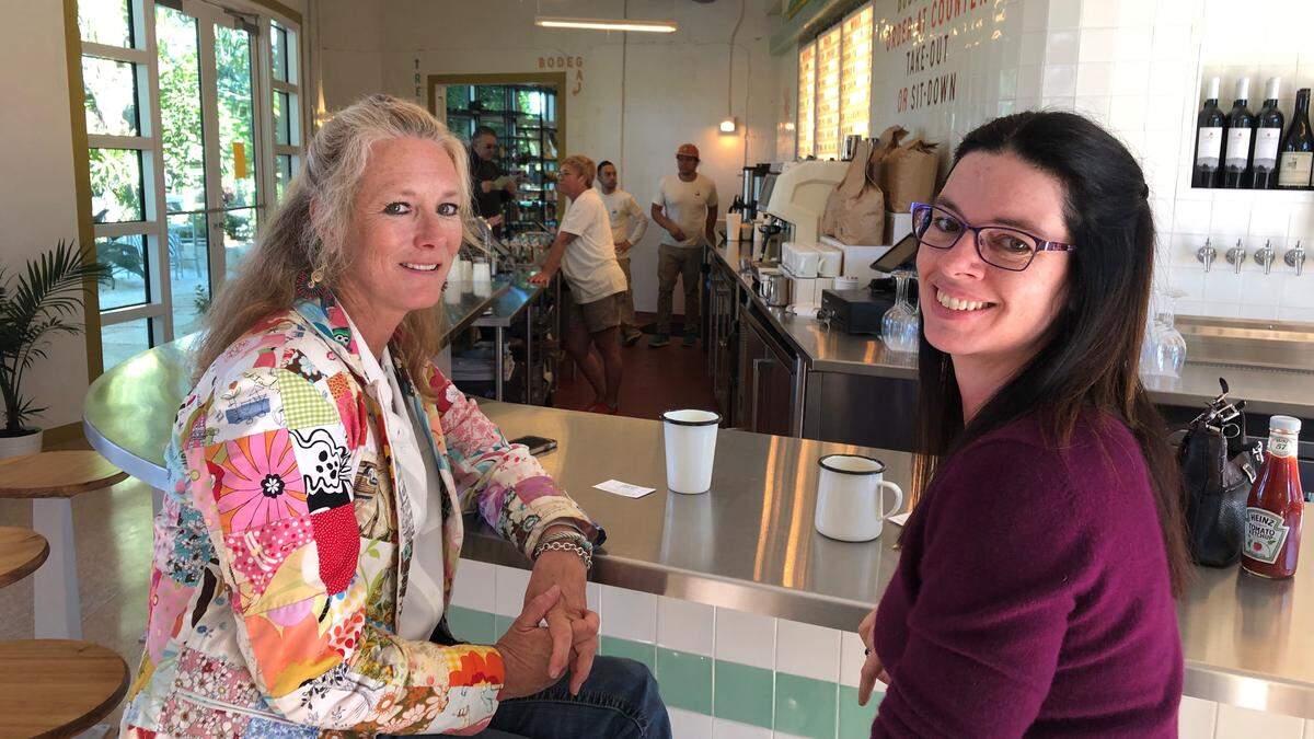 Patricia Lucas, left, and Christy Pace were having coffee this week at the newly opened Whitney’s, 6990 Gulf of Mexico Drive, Longboat Key. The restaurant is located in a former Chevron station.