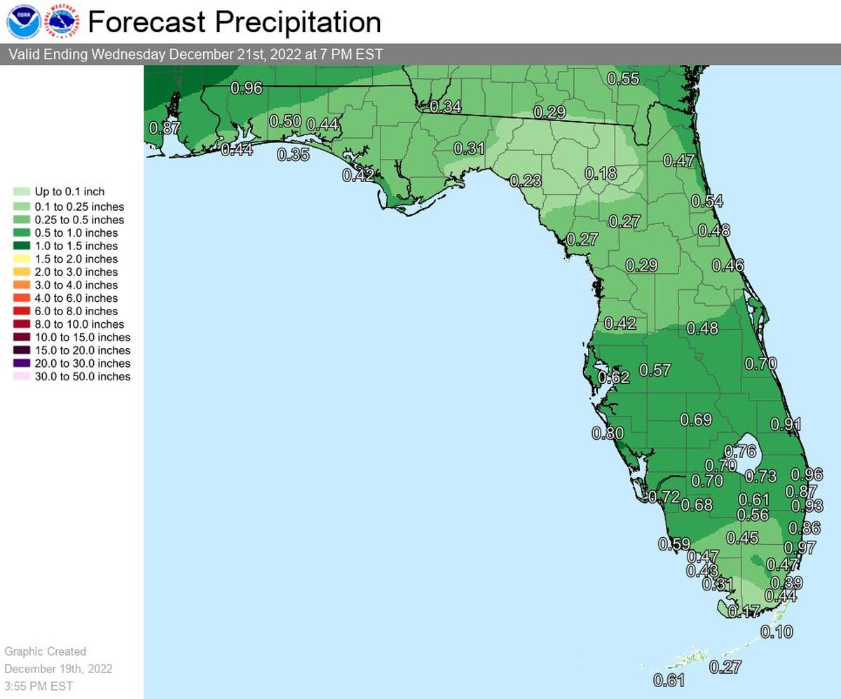 Rain forecast for Tuesday, Dec. 20, 2022