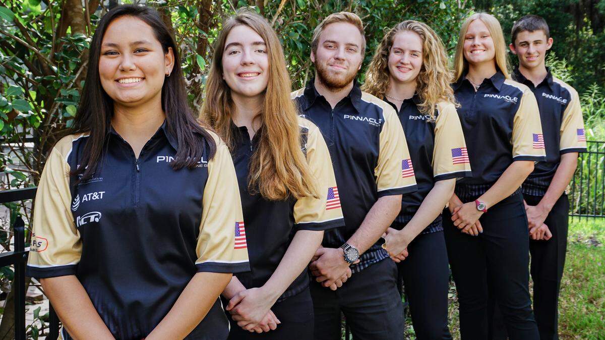P1NNACLE team members Arianna Longo, Abbygale Owen, Jaxson Bunes, Jaye Kendzior, Eleanor Hopkins and Hunter Raley.