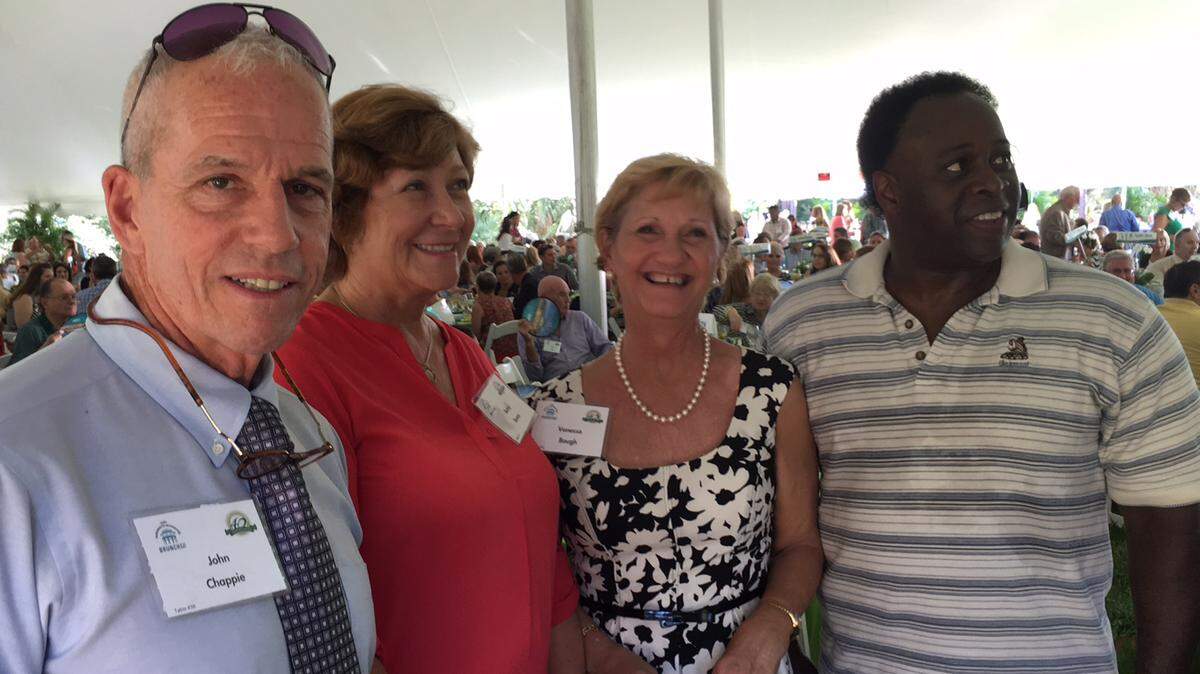 From left, Manatee County commissioners John Chappie, Betsy Benac, Vanessa Baugh and Charles Smith attended the University of South Florida Sarasota-Manatee's 22nd Annual Brunch on the Bay Sunday. 
 RICHARD DYMOND/Bradenton Herald