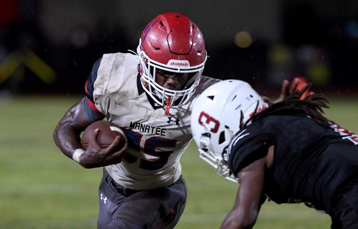 Senior running back Tyson Phelps and the Manatee Hurricanes welcome Lakewood Ranch to Joe Kinnan Field at Hawkins Stadium in the Class 7A-District 10 opener for both teams.