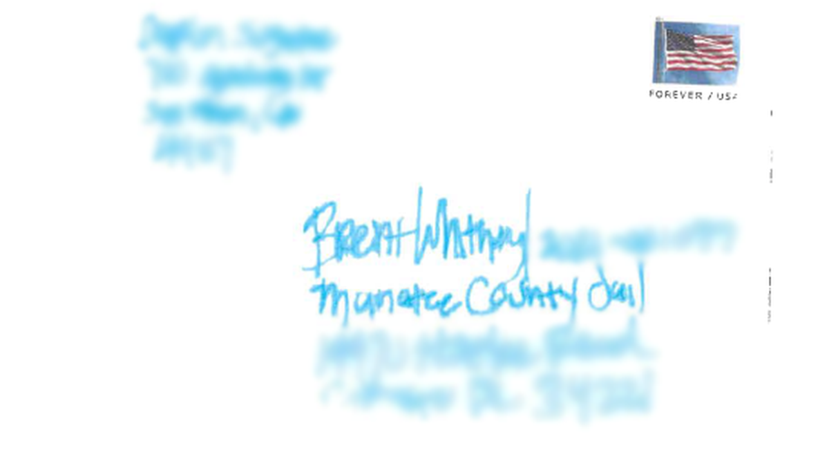 This postcard sent to a Manatee County Jail inmate contained a prescription drug under the stamp, according to the Manatee County Sheriff’s Office.