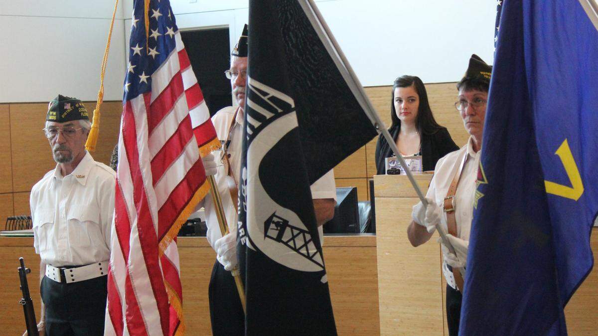 An honor guard from Ellenton VFW Post 9226 participated in the ceremonial opening of Manatee County Veterans Court on Thursday.JAMES A. JONES JR./Bradenton Herald