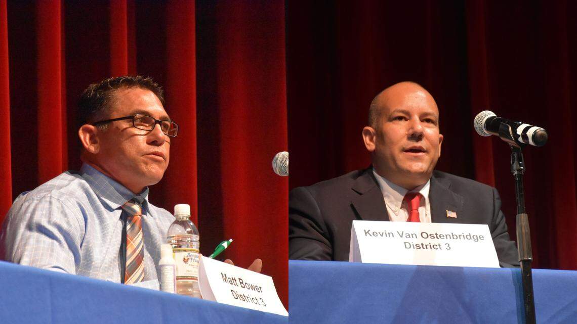With Commissioner Stephen Jonsson retiring at the end of his term, the race to represent West Bradenton and Anna Maria Island in the District 3 seat comes down to Matt Bower (left) and Kevin Van Ostenbridge (right).