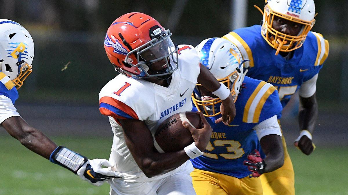 Southeast High quarterback Maleek Huggins accounted for 12 touchdowns (eight passing and four rushing) during the Seminoles’ 3-0 start.