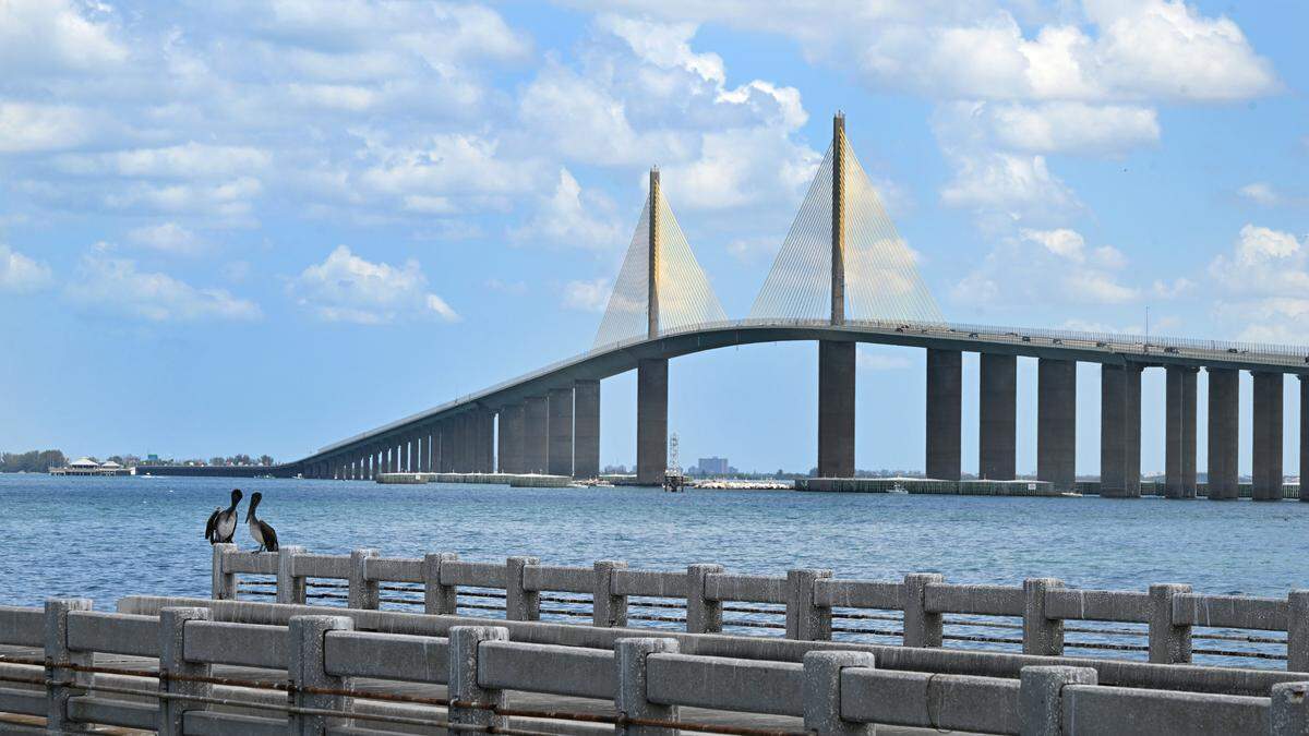 The Sunshine Skyway Bridge seen from the fishing pier on Wednesday, May 22, 2024.