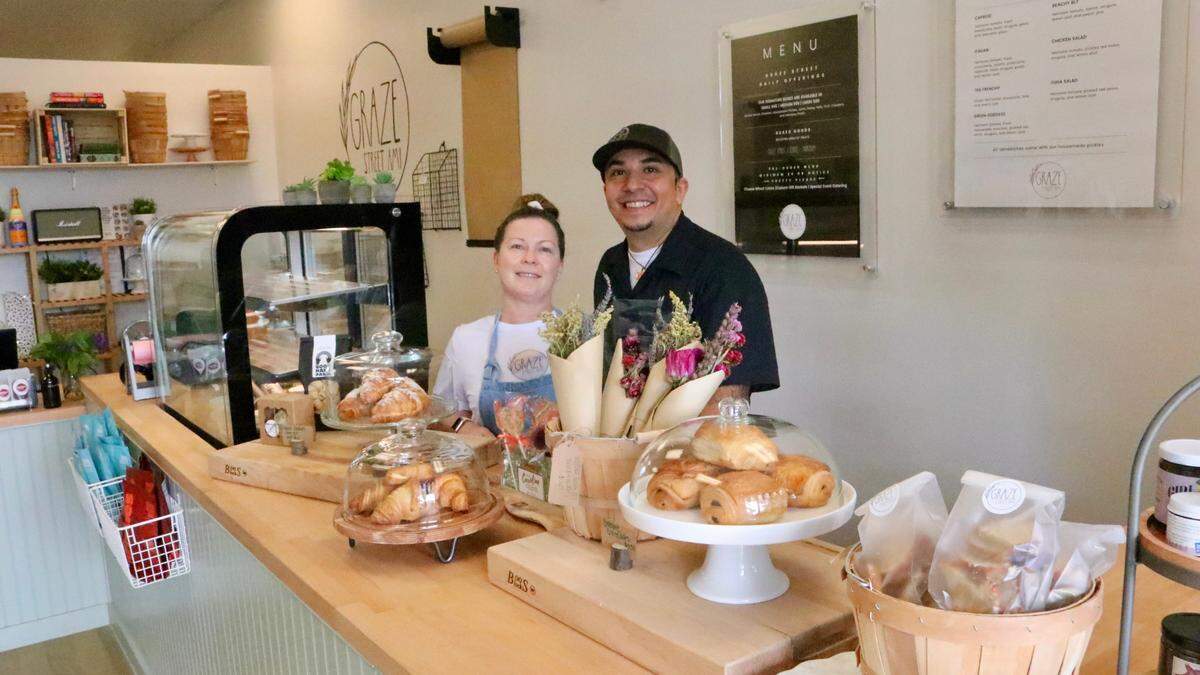 Heather and Jason Hernandez recently opened Graze Street AMI, offering artisan sandwiches, salads, sweet treats, cheese, charcuterie, specialty spices, small batch olive oils, jam, honey, seasonal fresh flowers, and more.