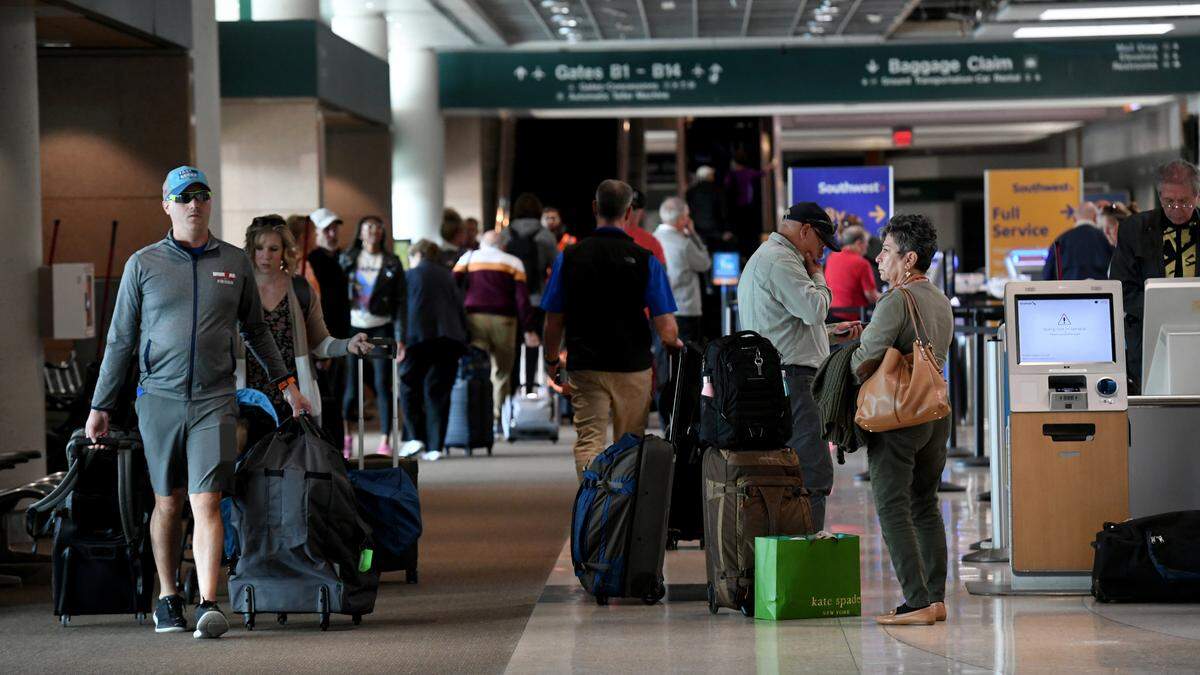 Travelers fill the Sarasota Bradenton International Airport on November 17, 2022 as the week of Thanksgiving approaches.