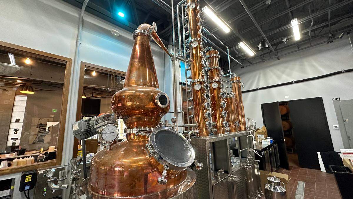 Good Liquid Distilling Company, a small-batch craft distillery with a cocktail lounge, has opened in Waterside Place at 1561 Lakefront Drive, Suite 102, Lakewood Ranch. Shown 10/11/2023 is “Ginger,” where the spirits are made.