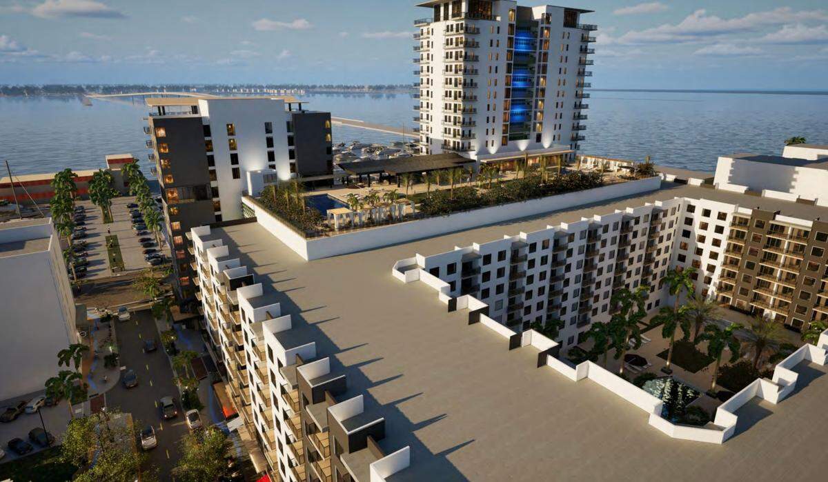 Bradenton City Council is expected to vote during a public meeting on Wednesday on whether to move forward with an agreement to sell 4 acres for $14.1 million and have a developer build 350 apartment units, 95 condos, a 14-story hotel and retail space on waterfront land in downtown Bradenton. An artist rendering shows the design of The Vias project that would replace Bradenton City Hall, 101 Old Main St.