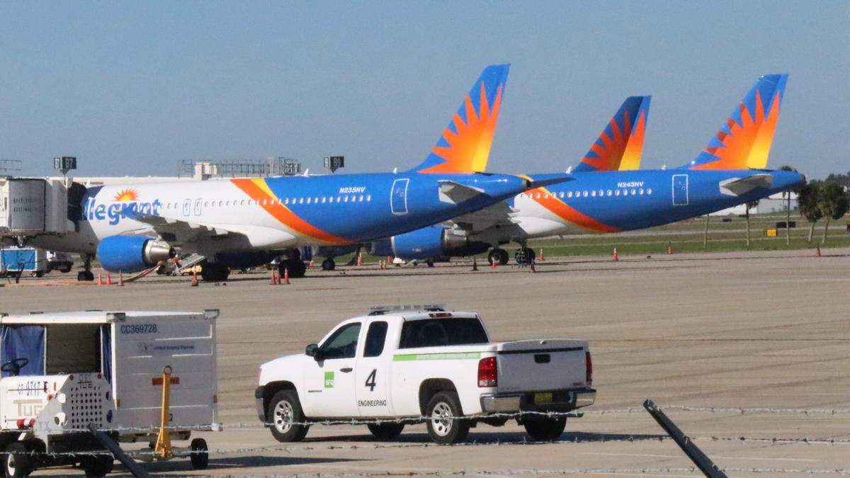 Allegiant had three airliners parked at the gate Tuesday afternoon at Sarasota Bradenton International Airport. The low cost carrier starts service to Boston on Thursday.