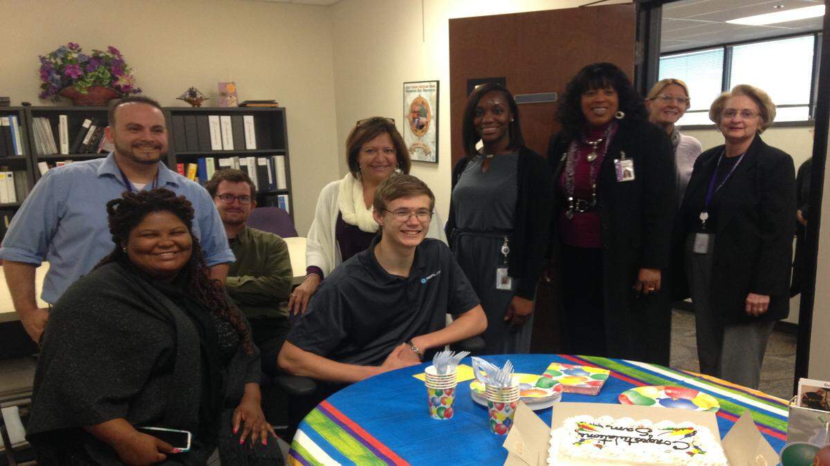 Sam Harris celebrates his completion of a four-week job-shadow program with Mantee County Neighborhood Services. Harris was in the first class of Repaly Outreach students who were able to take advantage of Replay Outreach's job-shadow program. PROVIDED PHOTO