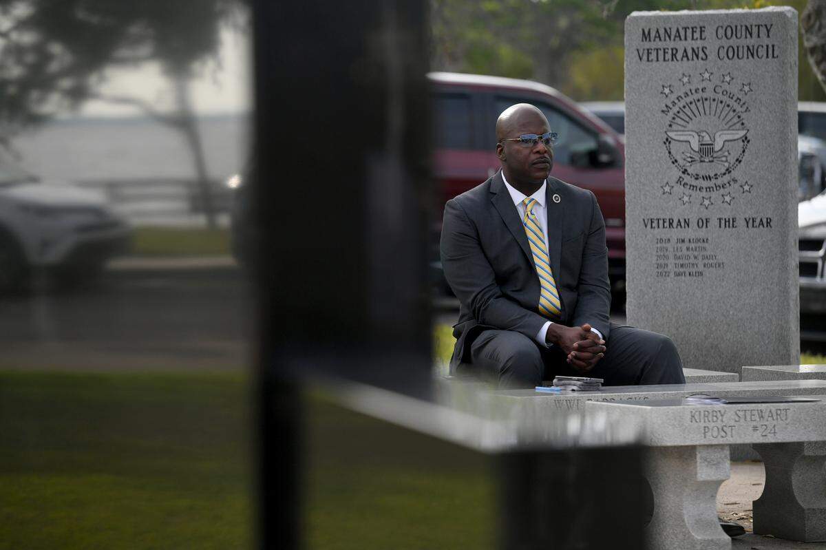 Acting Manatee County Administrator Lee Washington during a ceremony honoring the 50 year anniversary of the peace treaty that ended the Vietnam War at the Veteran’s Monument in Bradenton Wednesday, March 29, 2023.