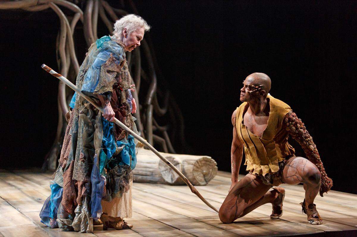 Martha Henry as Prospero and Michael Blake as Caliban in The Tempest. Photography by David Hou.
