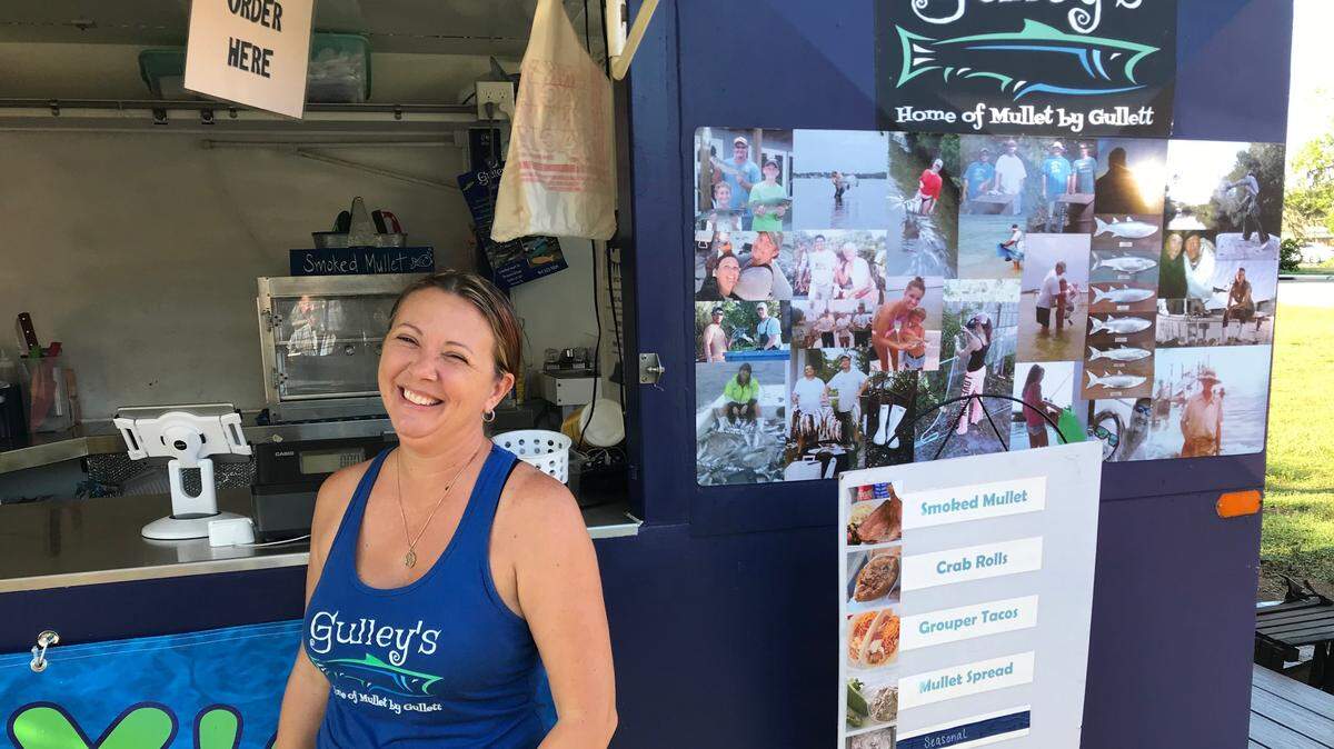 Dea Gullett has been selling fresh seafood at Gully’s food truck for two years at Brown’s Grove Farm Market in Parrish.