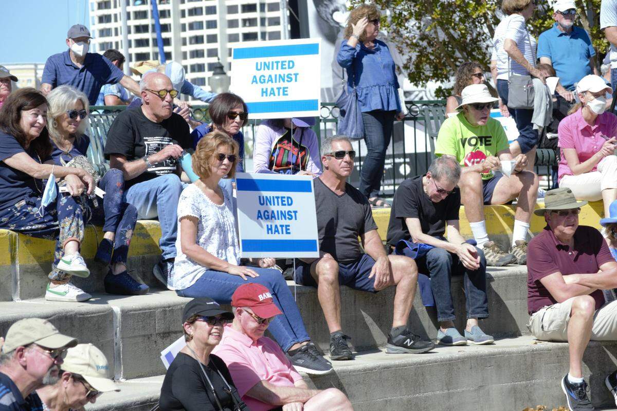 After antisemitic fliers were littered through several Sarasota neighborhoods, hundreds of community members gathered at Bayfront Park on Feb. 20, 2022 for a “United Against Hate” rally.