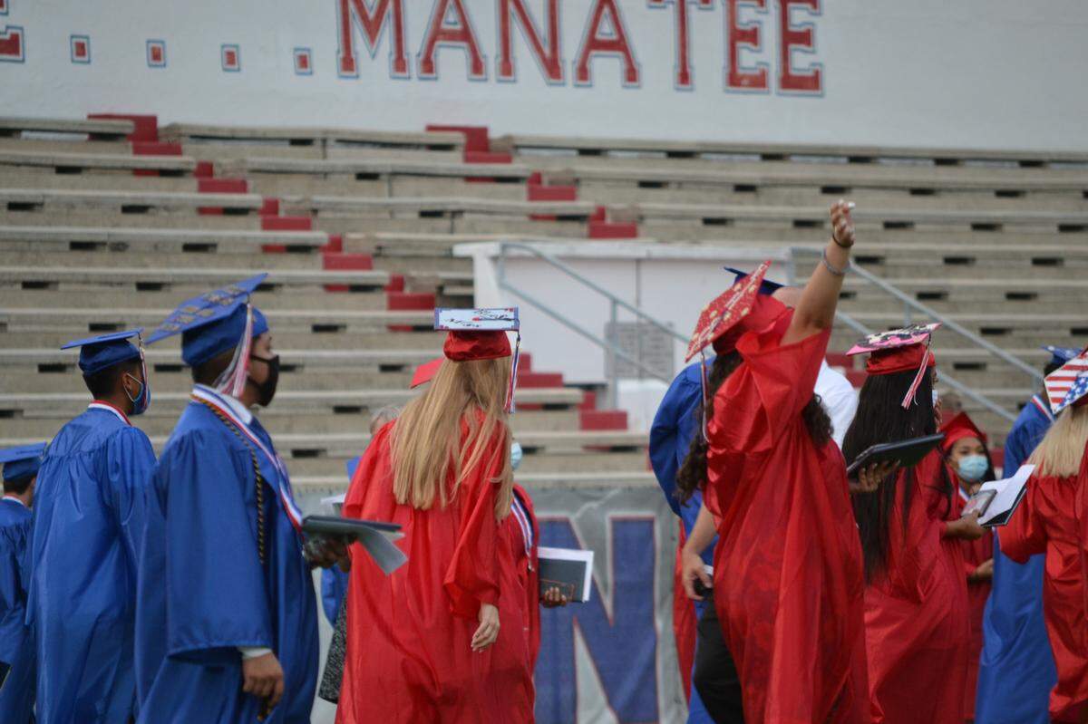 The Manatee High School senior class of 2020 was honored during a graduation ceremony at the school’s Hawkins Stadium on Tuesday, July 22.