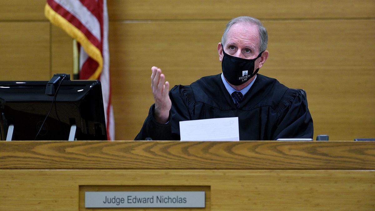 10/22/21—Judge Edward Nicholas set bond at $70,000 for Blake Meadows, who made his first appearance via video feed from the Manatee County Jail for a charge of manslaughter in the shooting death of his wife.