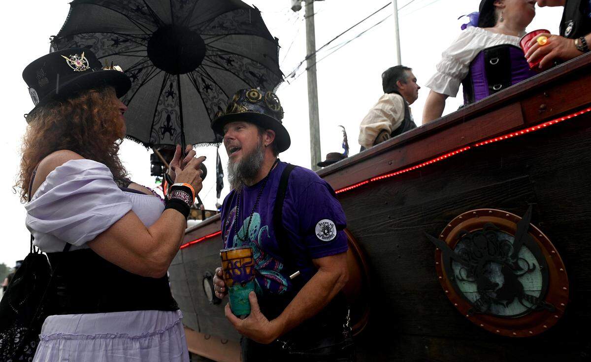 De Soto Parade participants spirits aren’t dampened before a rain band made its way through the area. Parade organizer still plan to have the parade, just delaying the start until 7:45.