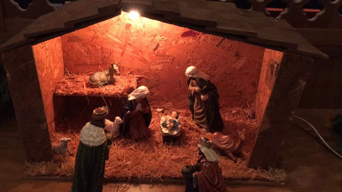 Congregation members from Manatee United Methodist Church, 315 15th St. E., Bradenton, put this small but effectively lit Nativity scene up in the church in November 2015. 
 RICHARD DYMOND/Bradenton Herald