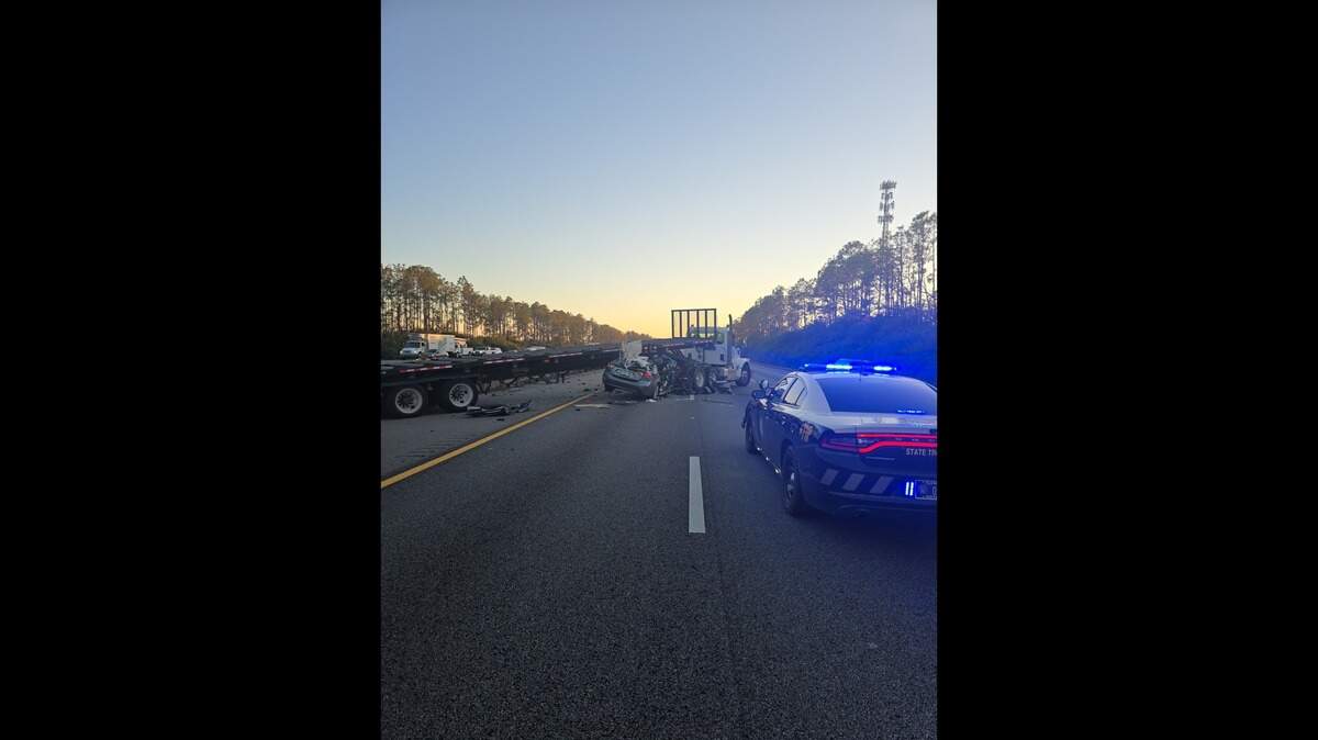 A Parrish man has died after a tractor-trailer attempted an illegal U-turn to get around traffic on Interstate 75 on Monday, Feb. 9, 2026, according to the Florida Highway Patrol.