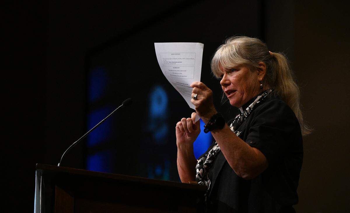Pastor Bobbie Blackburn, of Trinity Lutheran Church, speaks during a meeting of STREAM at the Harvest United Methodist Church in Lakewood Ranch to talk about affordable housing and criminal justice reform. The group, Stronger Together Reaching Equality Across Manatee celebrated some housing victories at the meeting but called for more.
