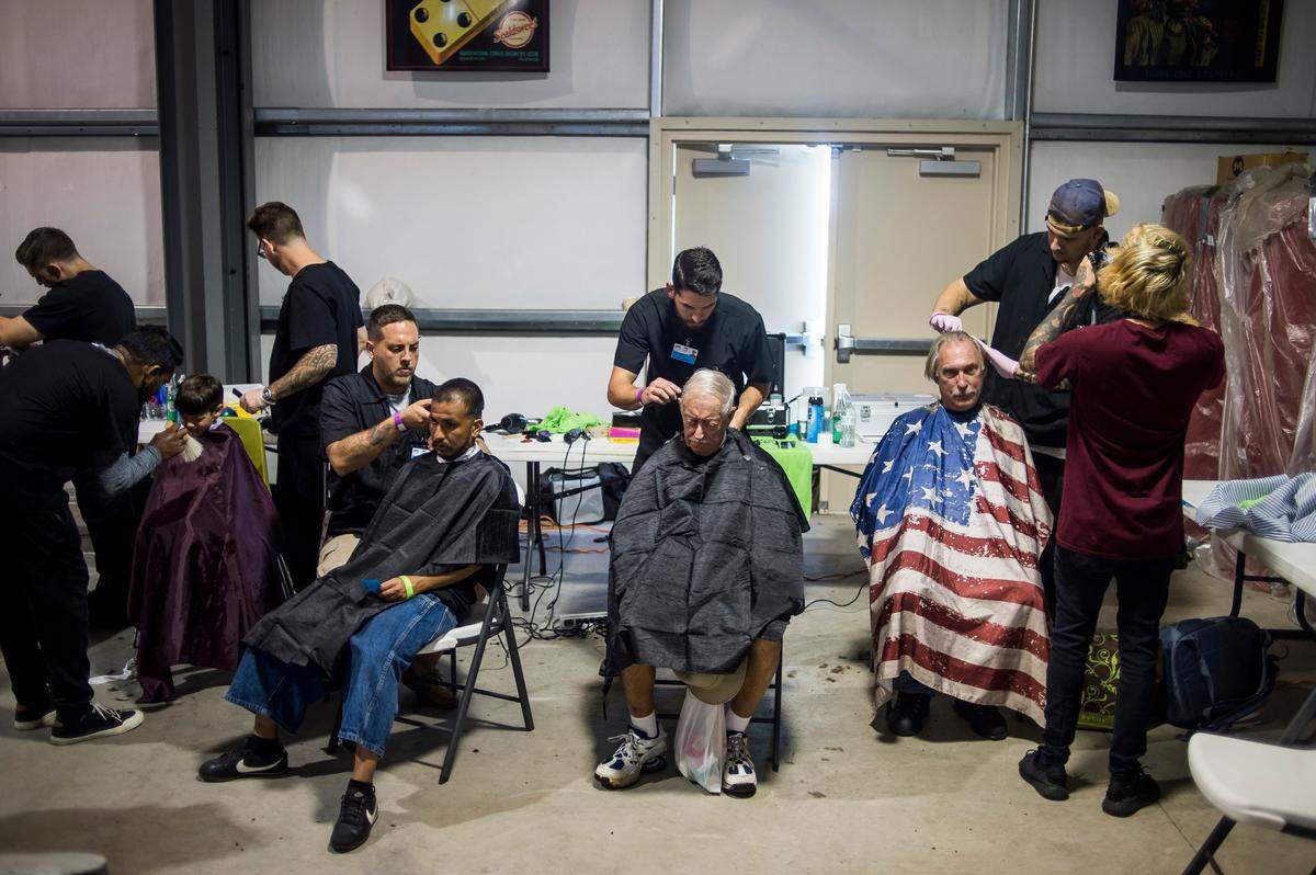 Homeless Manatee County residents receive free haircuts during Turning Points’ effort to assist the homeless in Manatee County. The 21st annual Stand Down event is set for Saturday at the Manatee County Fair Grounds in Palmetto.
