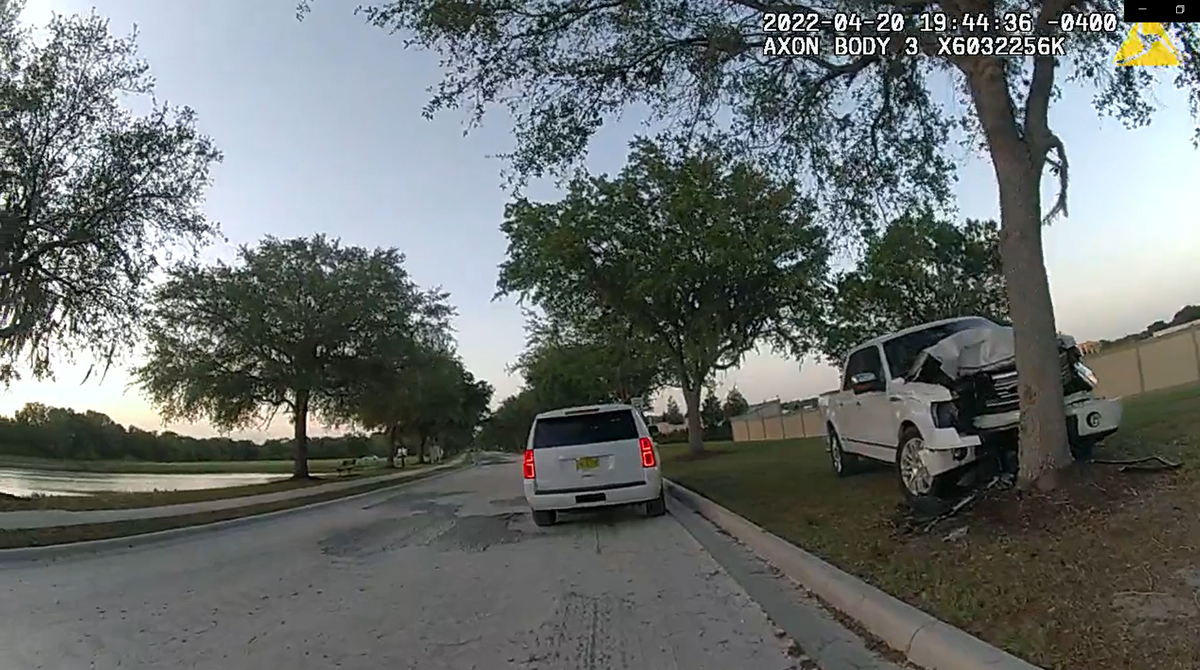 Commissioner George Kruse could face a DUI charge after crashing his pickup truck into a tree on April 20, according to the Manatee County Sheriff’s Office. Bodycam footage shows the scene of the crash.