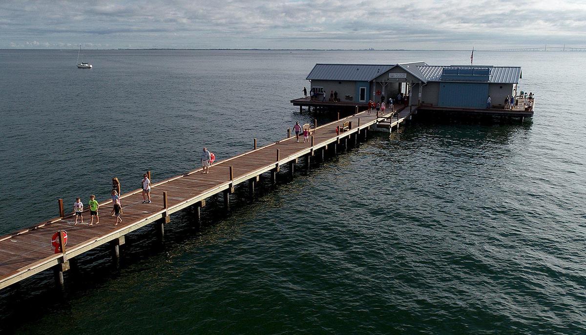 The Anna Maria Farmers Market is located across the street from the Anna Maria Pier, shown above, which reopened in June. The pier was rebuilt at a cost of nearly $7 million after being destroyed by Hurricane Irma in 2017. 