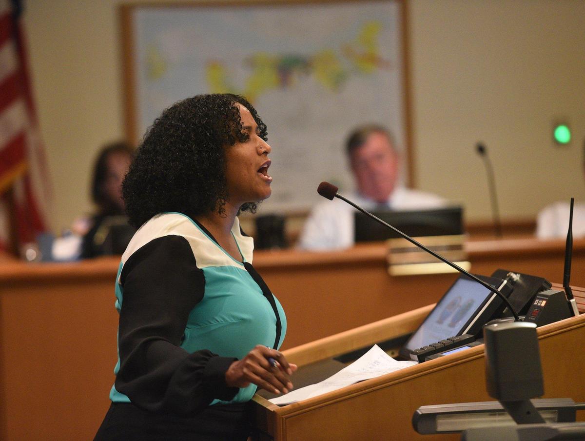Ruth Beltran addresses the council during the Bradenton City Council meeting Wednesday, May 22.