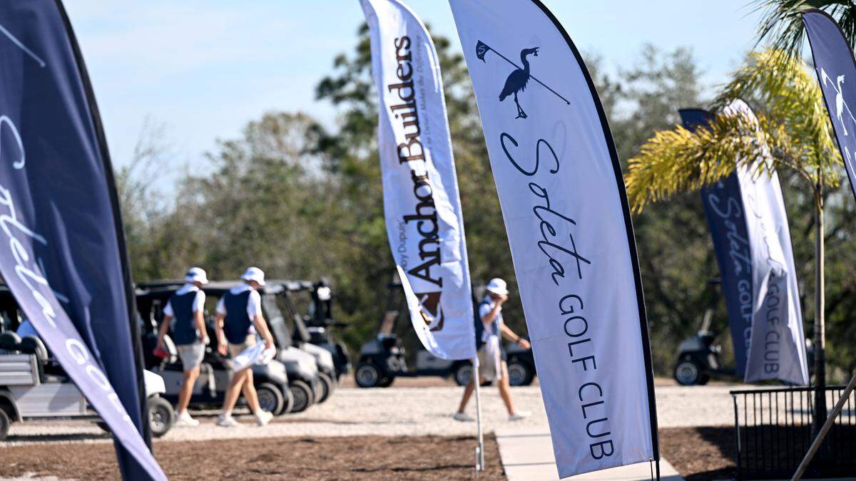 Players arrive at the newly-opened Soleta Golf Club in Myakka City.