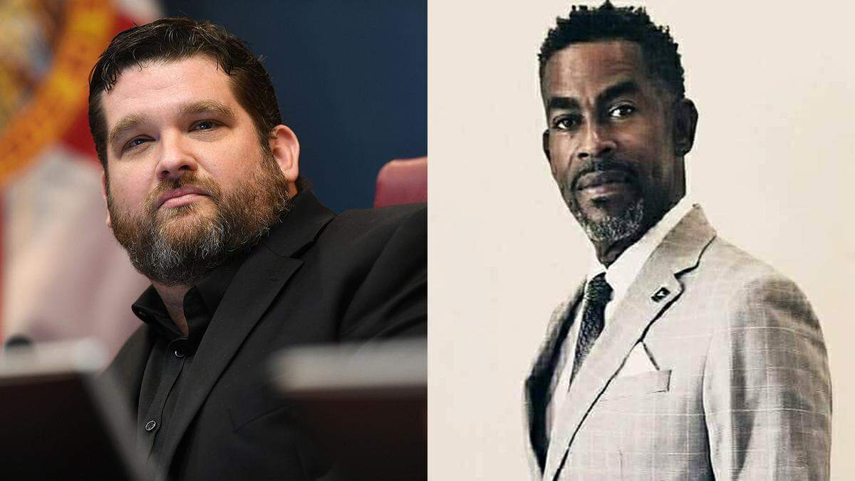 Manatee County’s NAACP Chapter President Luther Wilkins (right) is speaking out after County Commissioner James Satcher (left) suggested revising staff policy to allow government employees to carry firearms at work.