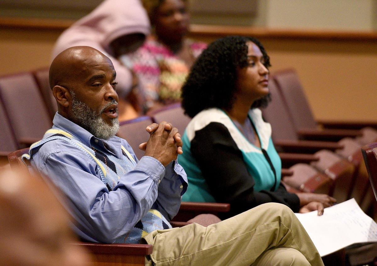 NAACP Manatee president Rodney Jones addresses Mayor Wayne Poston during the Bradenton City Council meeting Wednesday, May 22.