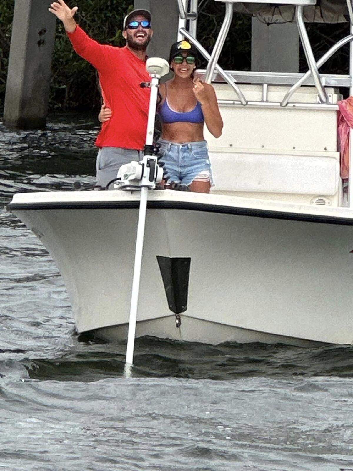 Jon Schnering and Amanda Daniels got engaged aboard the Bradenton fishing captain’s charter boat on Sunday, July 23, 2023. The proposal at sea was in the waters near the Bradenton Yacht Club.