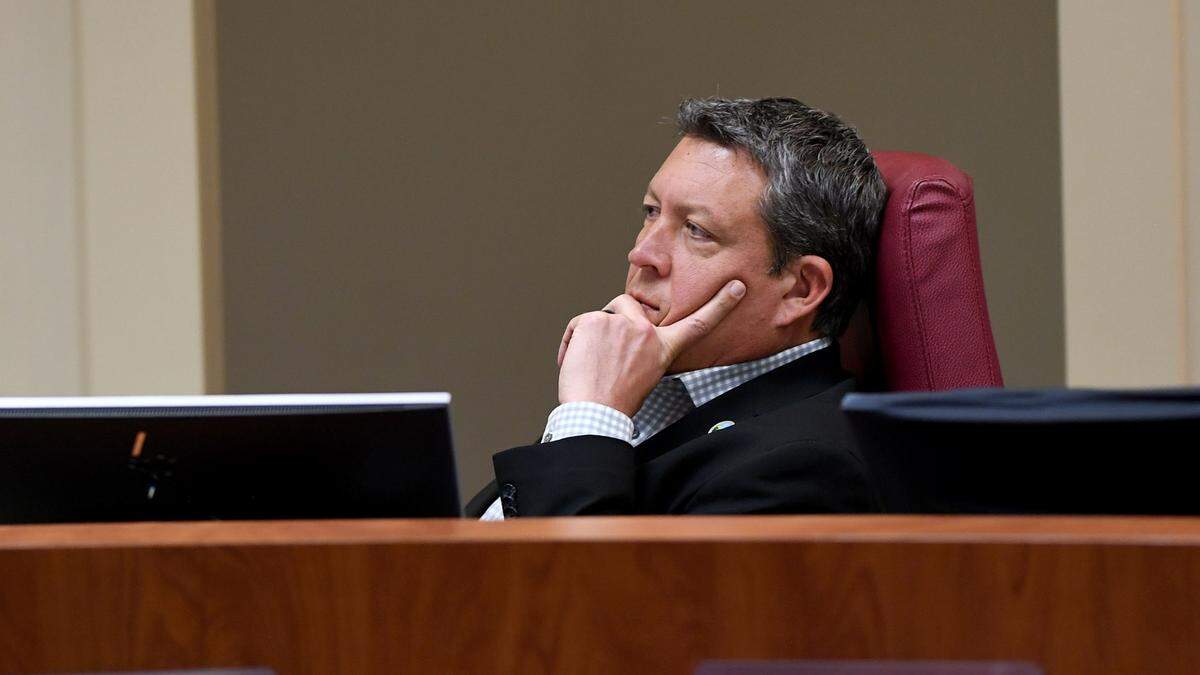 3/23/21--Manatee Commissioner George Kruse reflects upon the Tallahassee trip during the Manatee County Commission meeting on Tuesday.