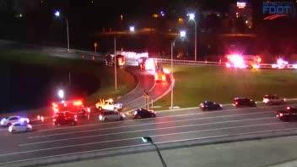 The northbound entrance ramp from University Parkway to I-75 was closed after a crash around 6 a.m., according to FHP.